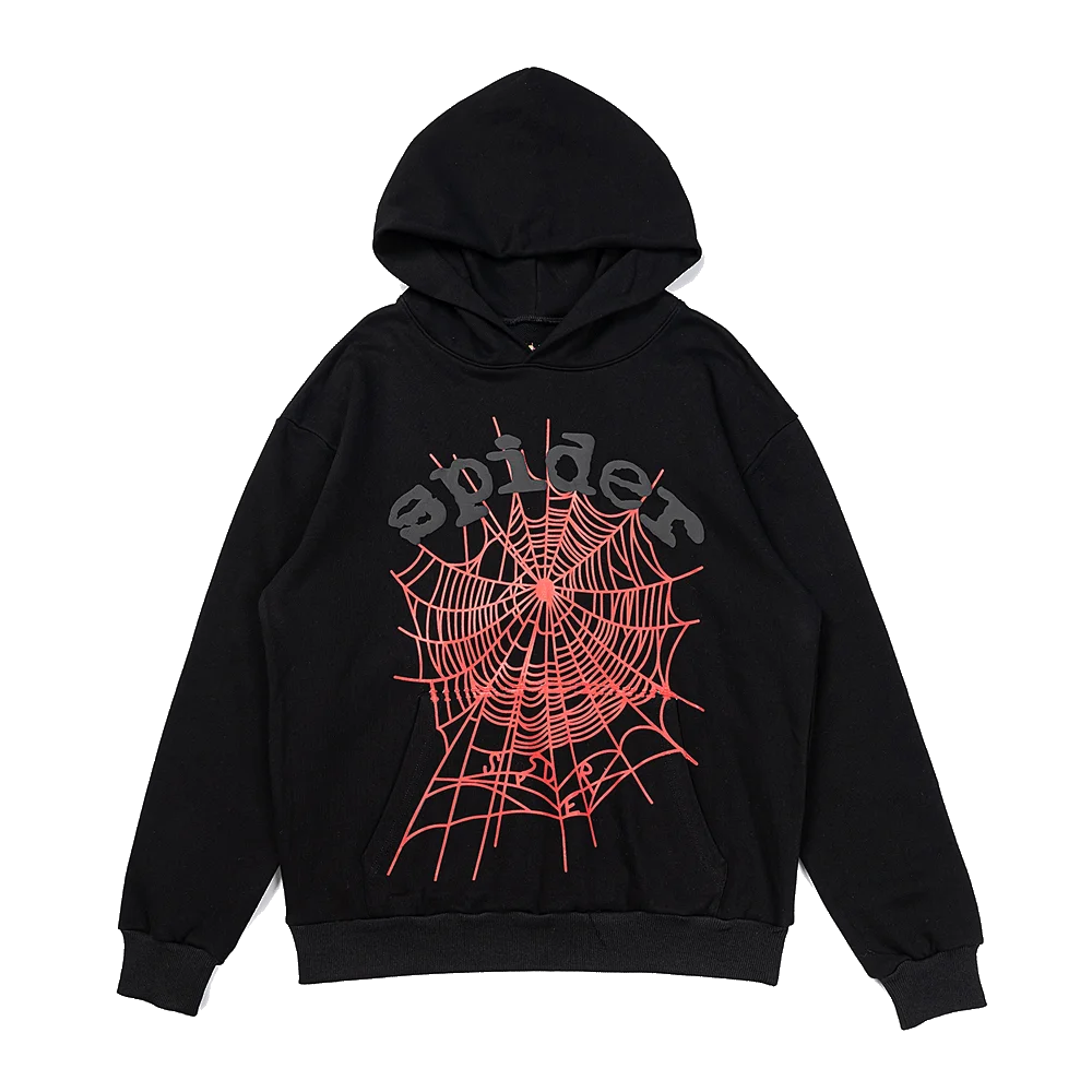 Sp5der hoodie black-red